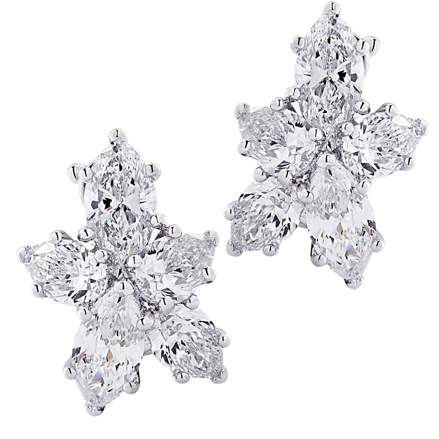 Vivid Diamonds 3.64 Carat Diamond Cluster Earrings