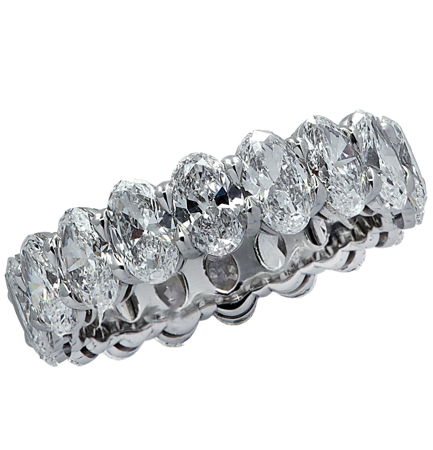 Oval Cut Vivid Diamonds 3.66 Carat Diamond Eternity Band  For Sale