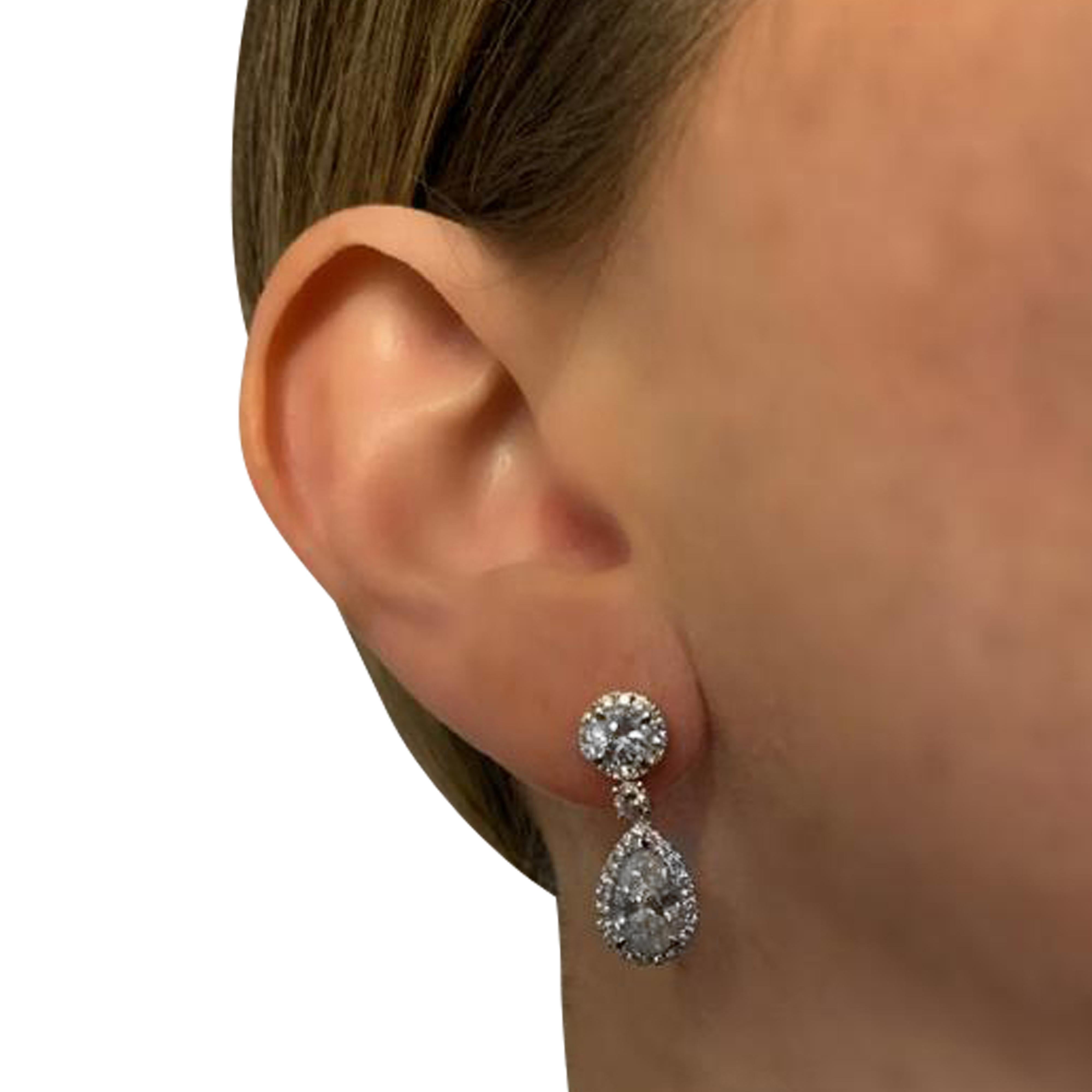 Modern Vivid Diamonds 3.7 Carat Diamond Dangle Earrings