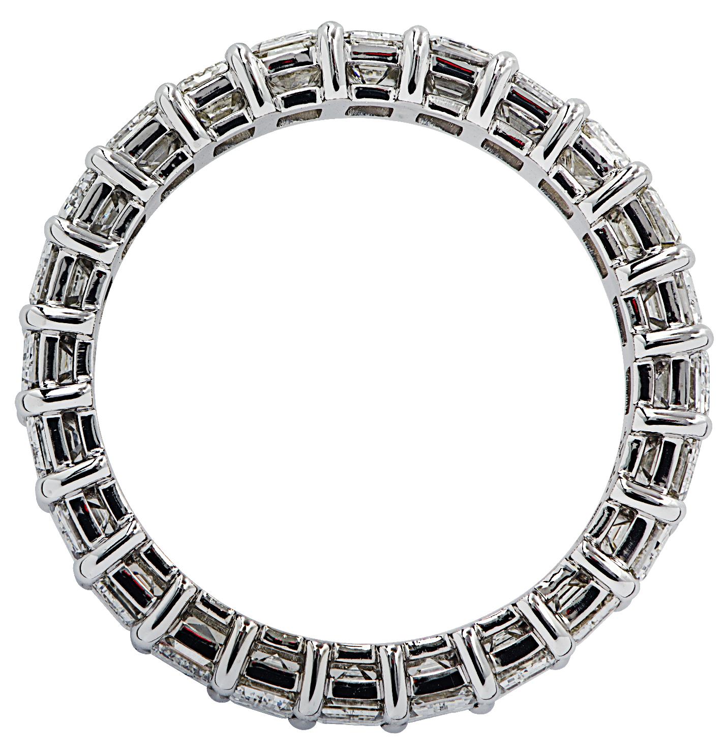 Modern Vivid Diamonds 3.77 Carat Diamond Eternity Band For Sale