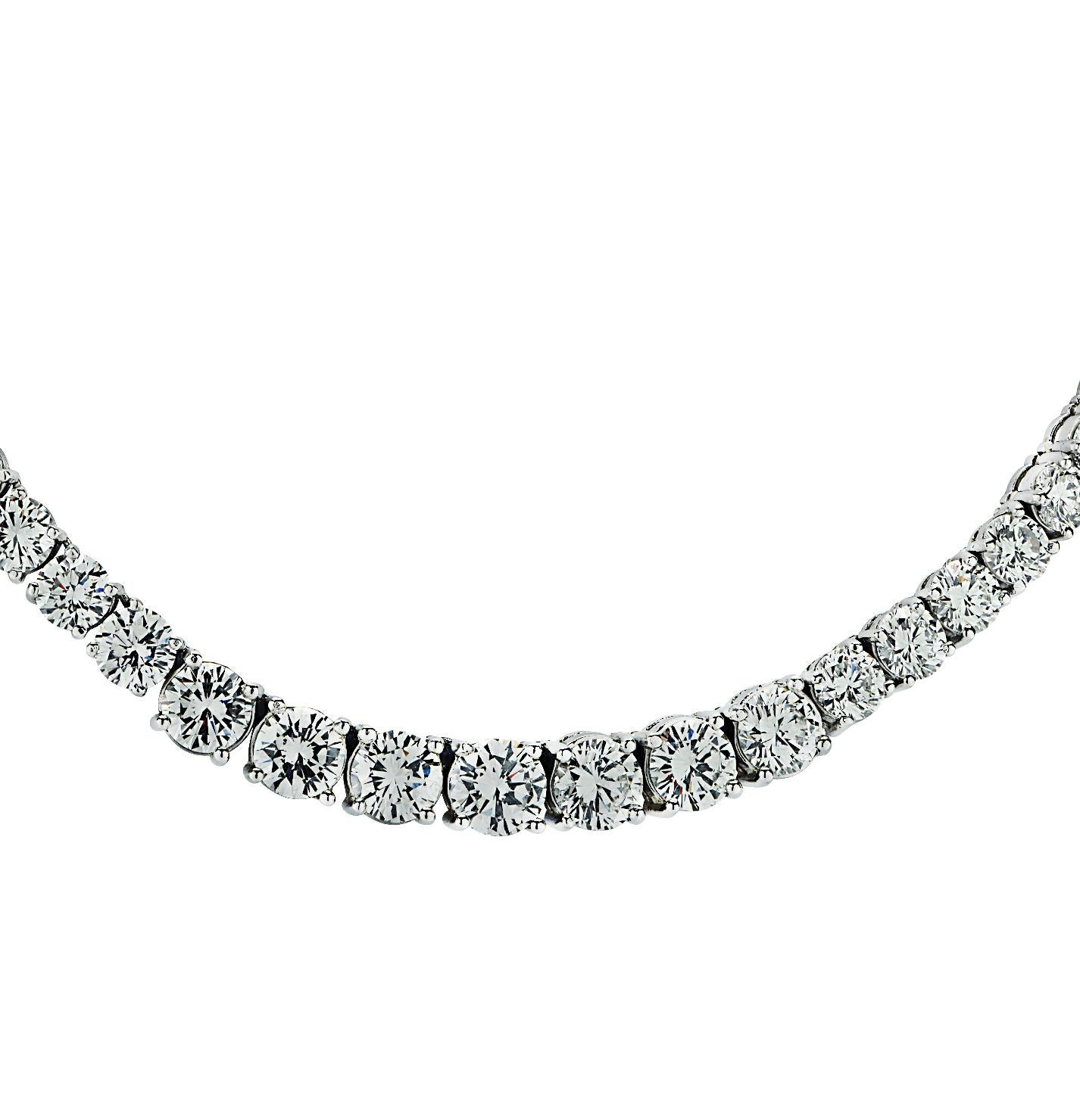 Modern Vivid Diamonds 39.22 Carat Diamond Riviera Necklace For Sale