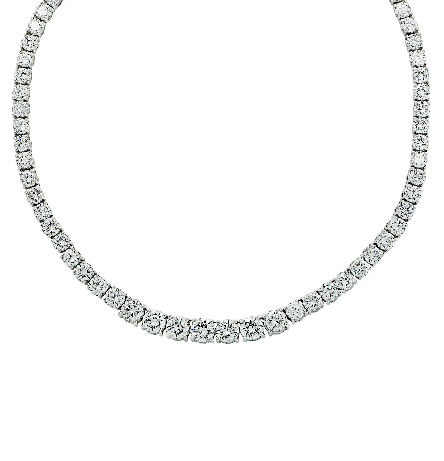 Brilliant Cut Vivid Diamonds 39.22 Carat Diamond Riviera Necklace For Sale