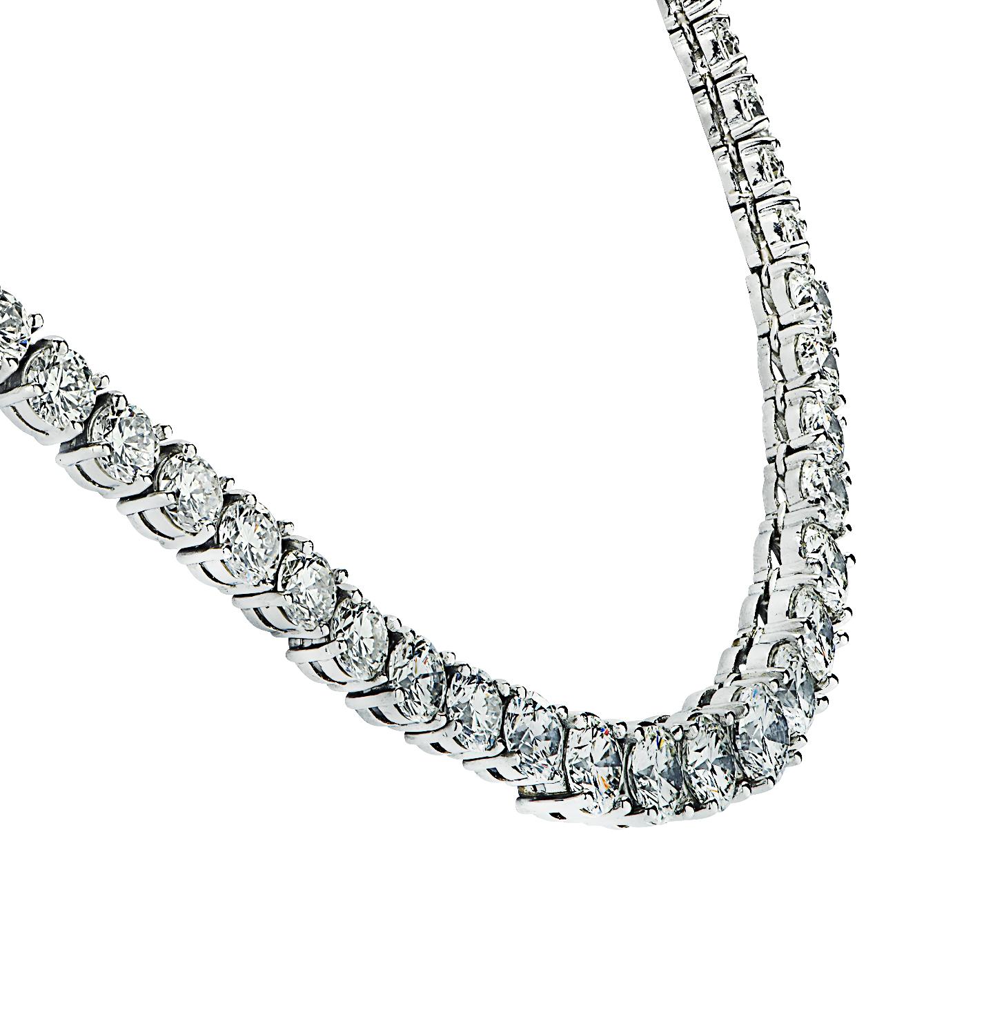 Vivid Diamonds 39.22 Carat Diamond Riviera Necklace In New Condition For Sale In Miami, FL