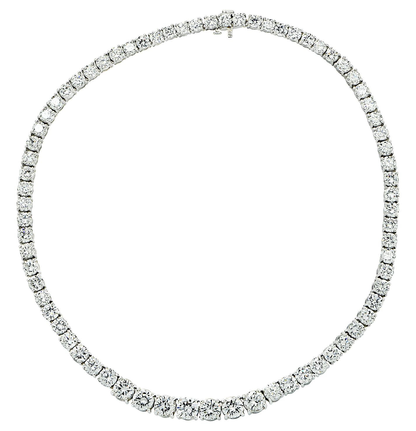 Women's Vivid Diamonds 39.22 Carat Diamond Riviera Necklace For Sale