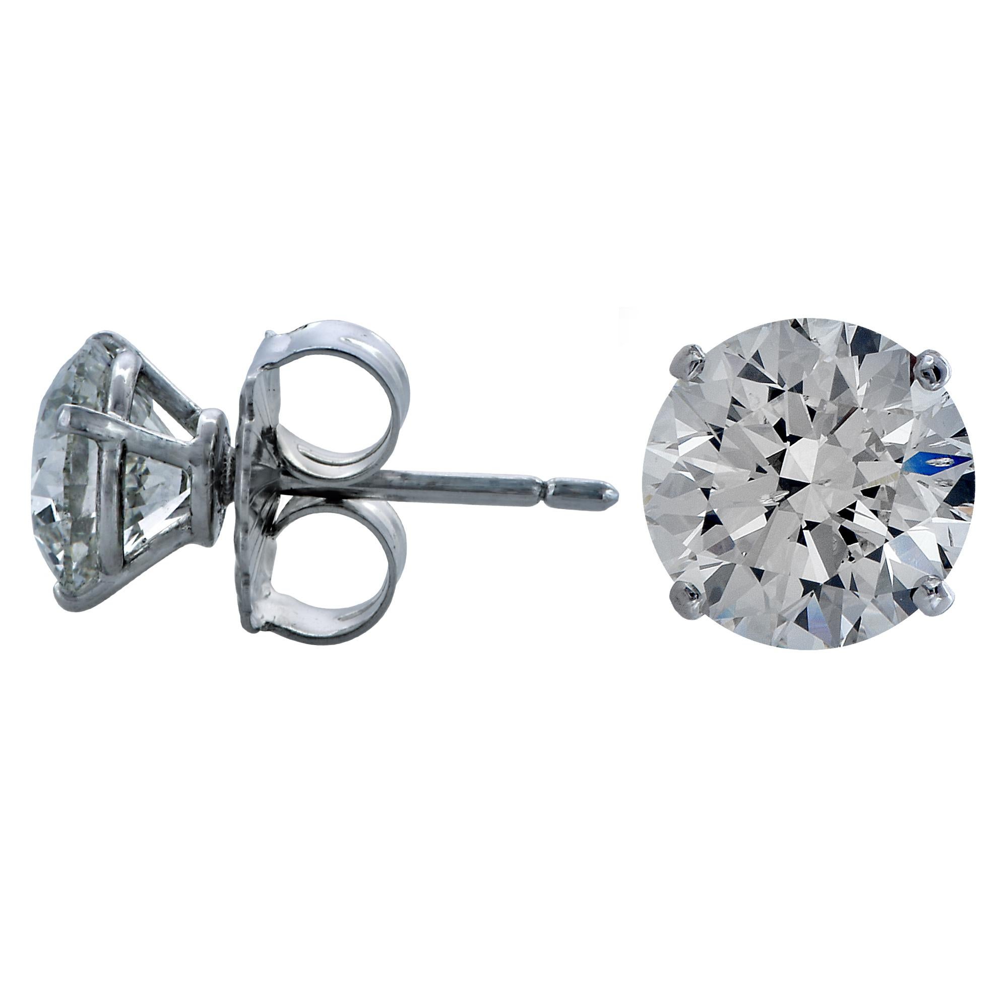 Women's Vivid Diamonds 4.02 Carat Diamond Stud Solitaire Earring