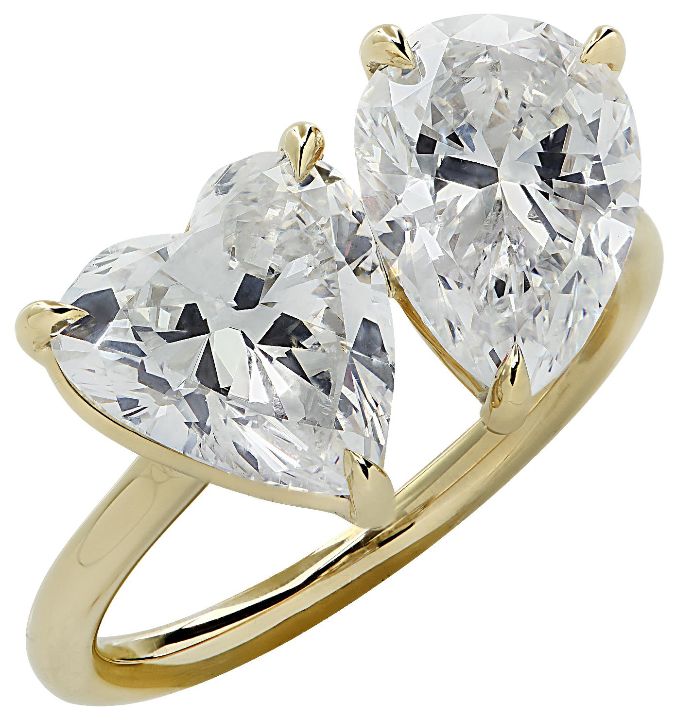 Bypass-Ring mit lebhaften Diamanten, 4,10 Karat Diamanten im Zustand „Neu“ in Miami, FL