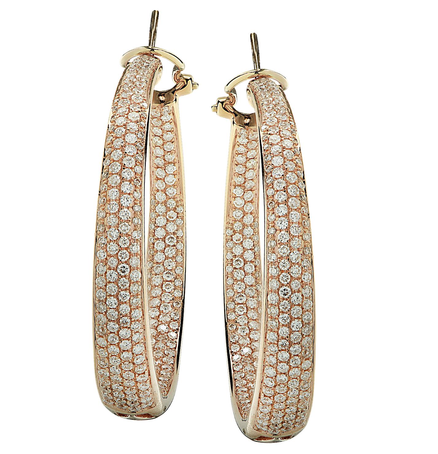 Modern Vivid Diamonds 4.5 Carat In And Out Hoop Earrings