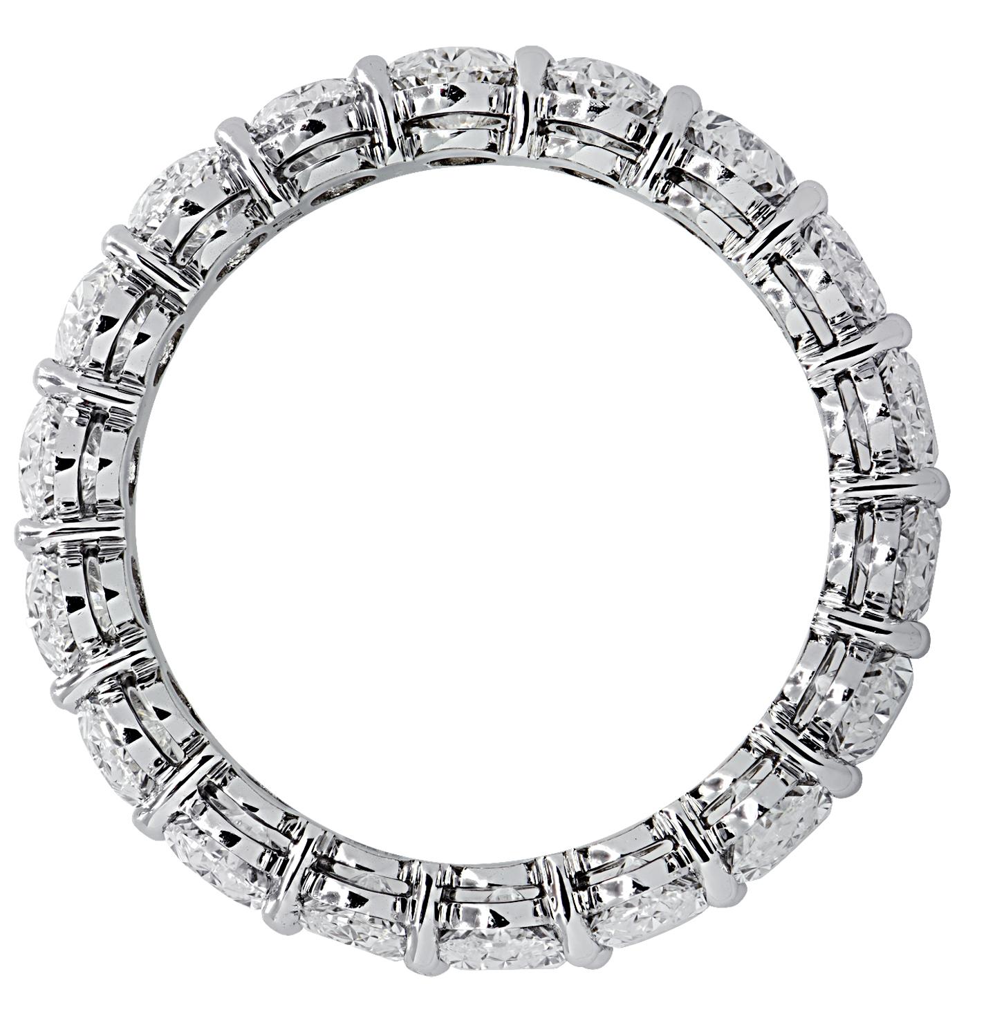 Modern Vivid Diamonds 4.96 Carat Oval Diamond Eternity Band For Sale