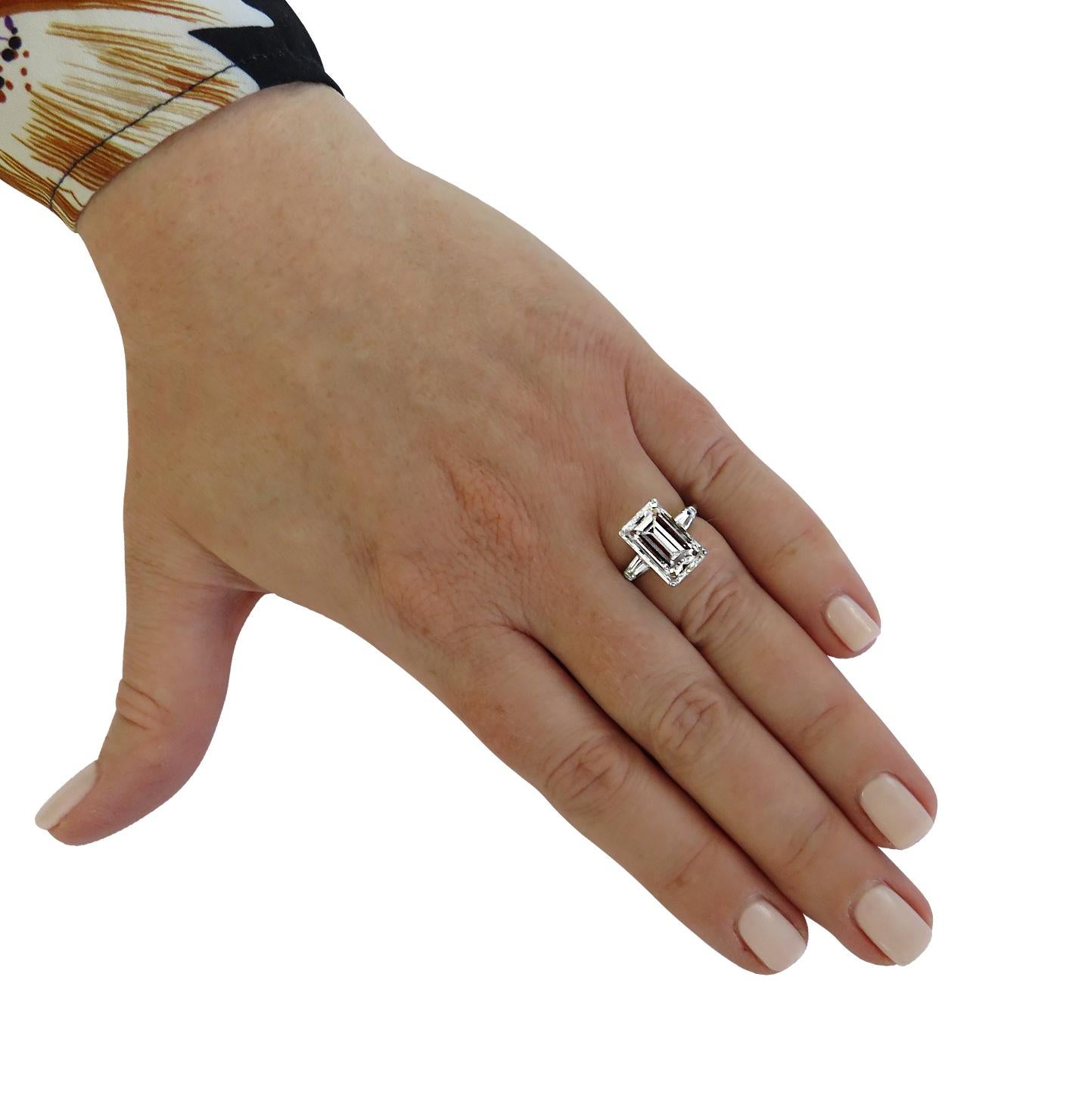 Modern Vivid Diamonds 5.03 Carat Emerald Cut Diamond Engagement Ring