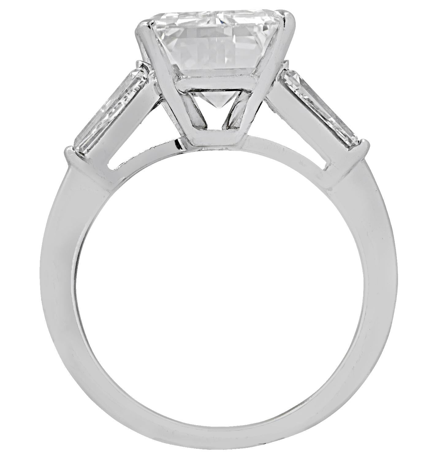 Vivid Diamonds 5.03 Carat Emerald Cut Diamond Engagement Ring In New Condition In Miami, FL