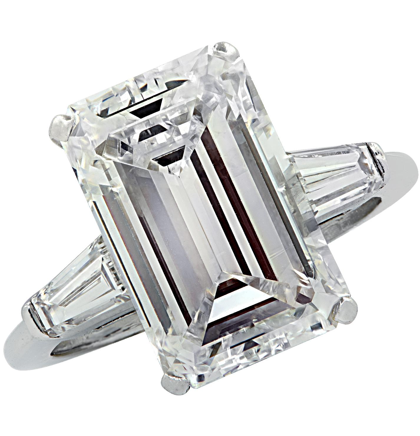Women's Vivid Diamonds 5.03 Carat Emerald Cut Diamond Engagement Ring