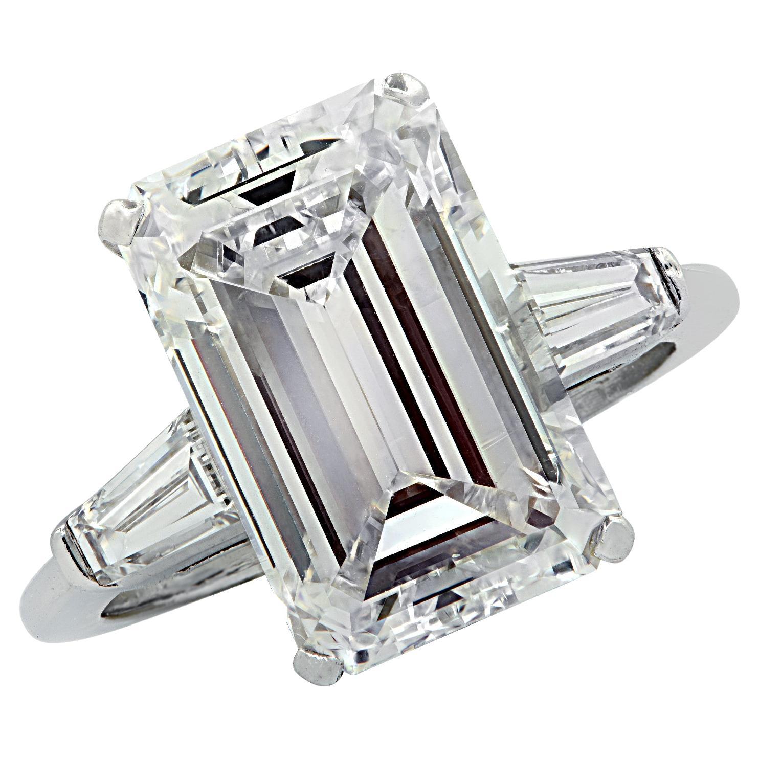Vivid Diamonds 5.03 Carat Emerald Cut Diamond Engagement Ring