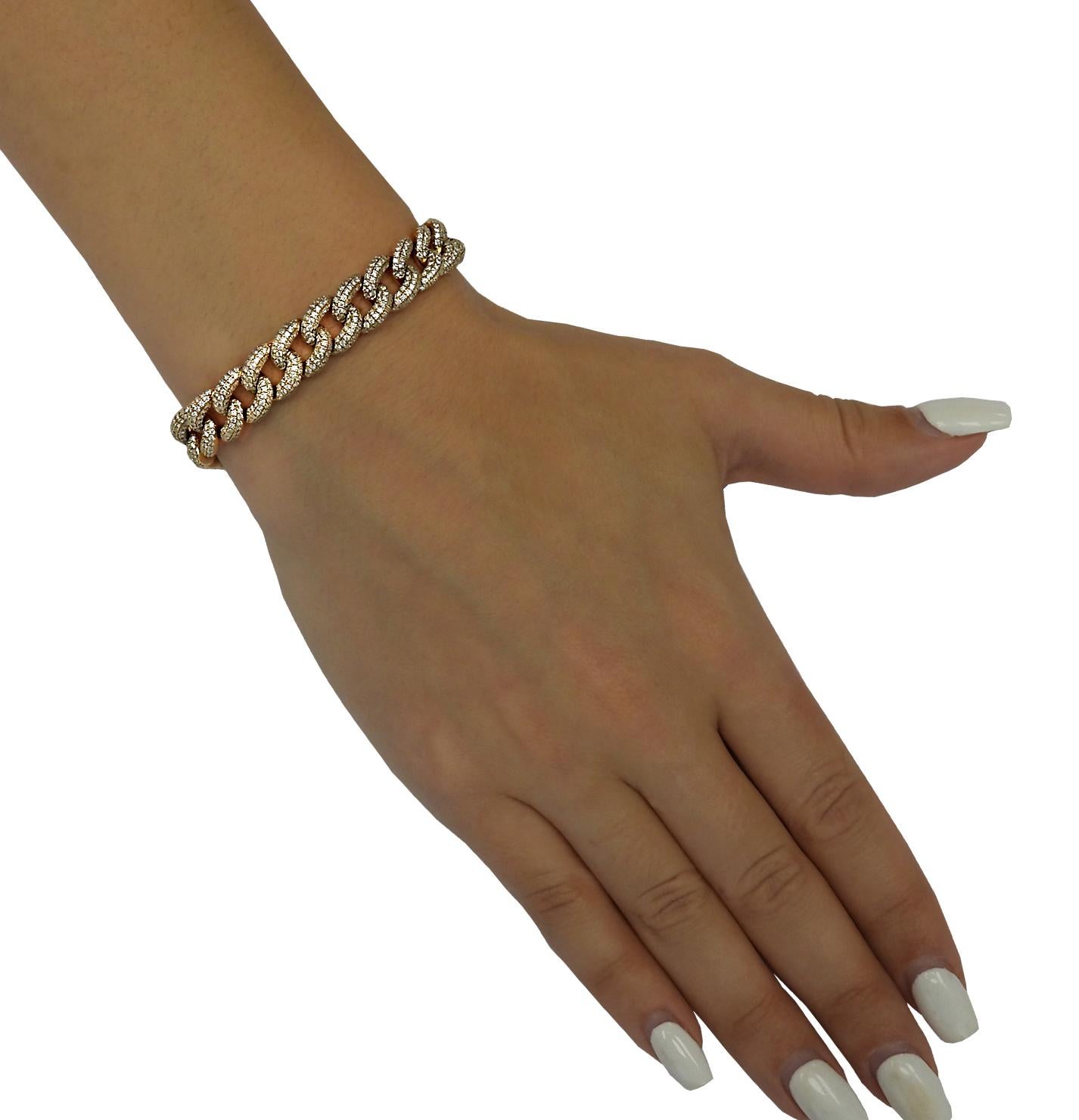 Moderne Vivid Diamonds Bracelet à maillons cubains de 5,46 carats en vente