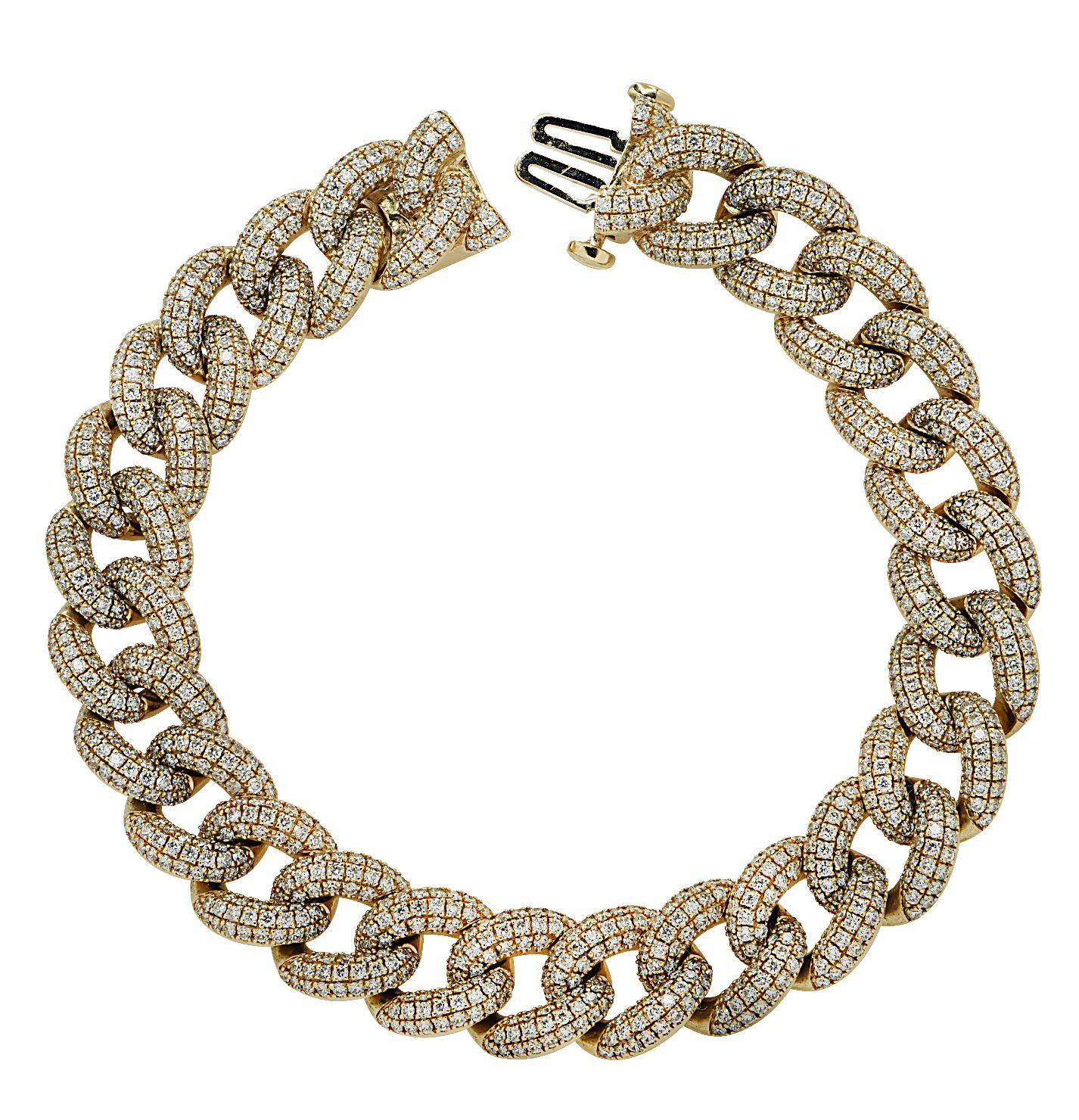 Vivid Diamonds 5.46 Carat Cuban Link Bracelet In New Condition For Sale In Miami, FL