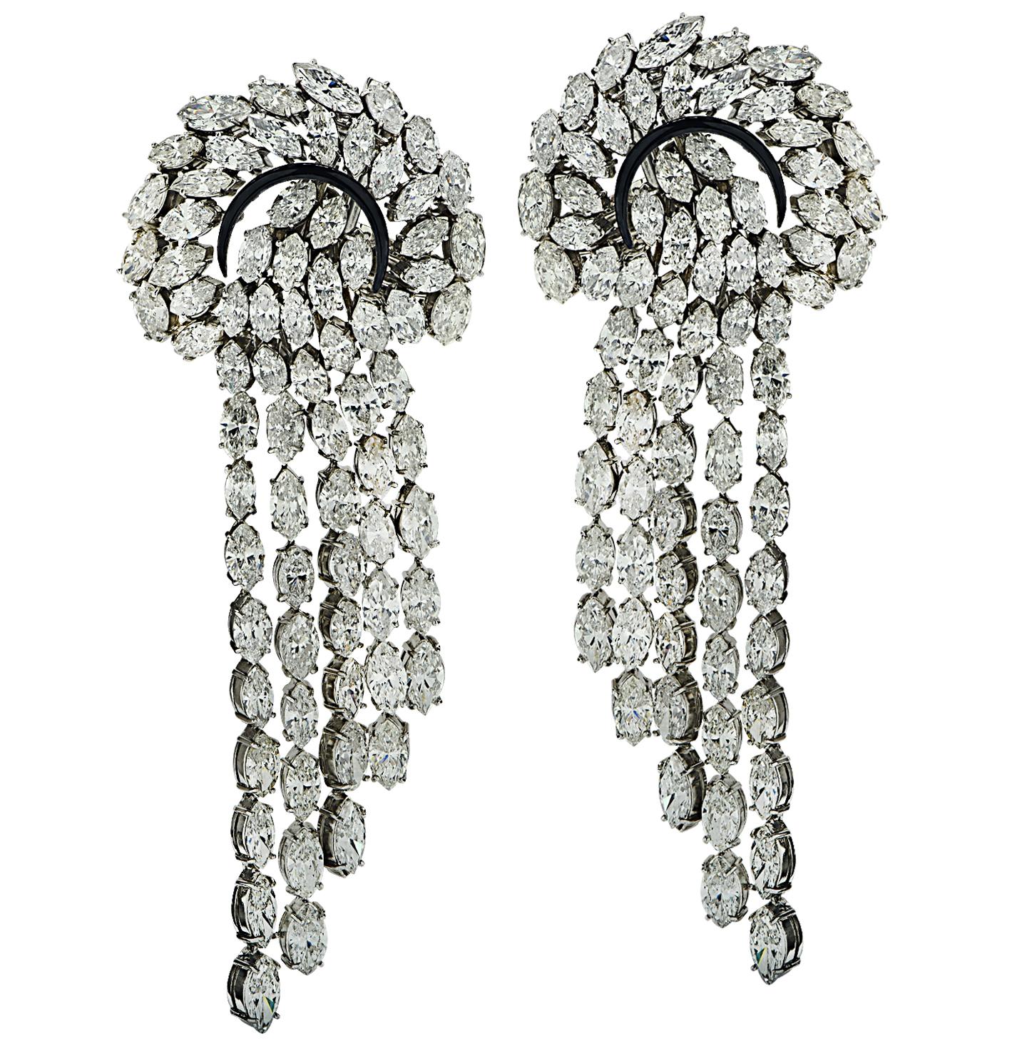 Vivid Diamonds 59.00 Carat Diamond Chandelier Earrings In New Condition In Miami, FL