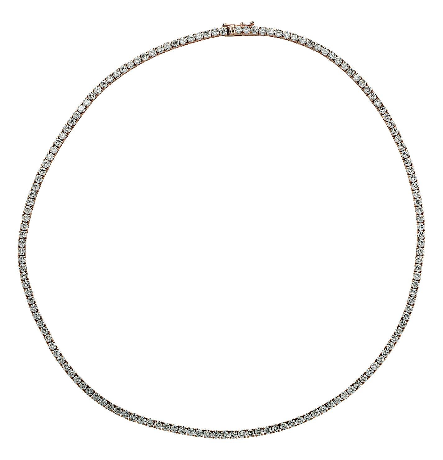 Women's Vivid Diamonds 5.96 Carat Diamond Straight Line Rose Gold Necklace For Sale