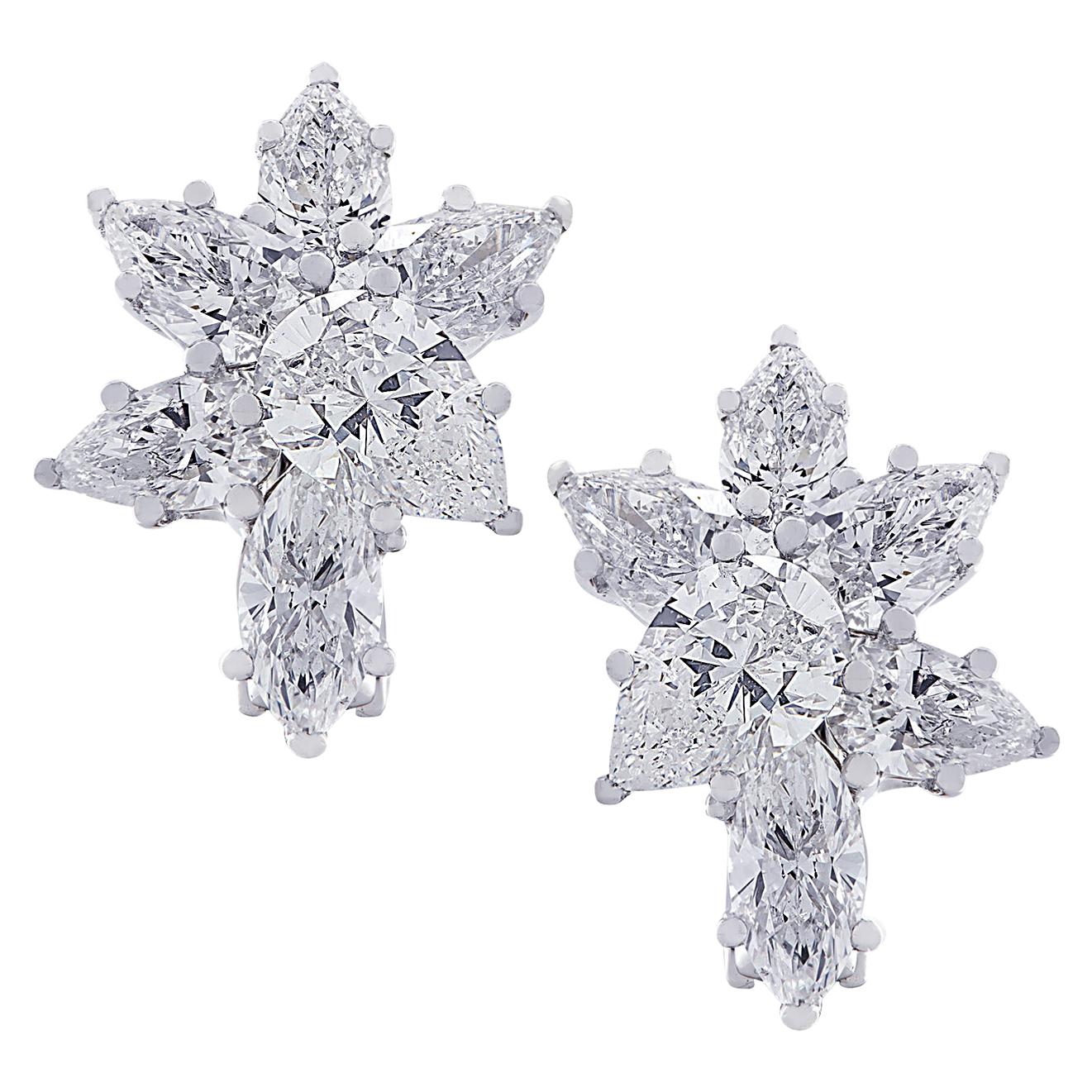 Vivid Diamonds 6.04 Carat Diamond Cluster Platinum Earrings