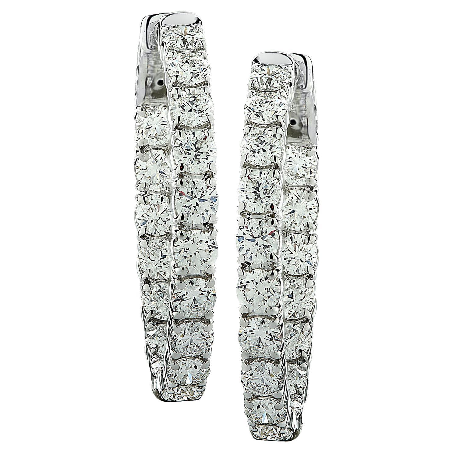 Vivid Diamonds 6.27 Carat Diamond In and Out Hoop Earrings