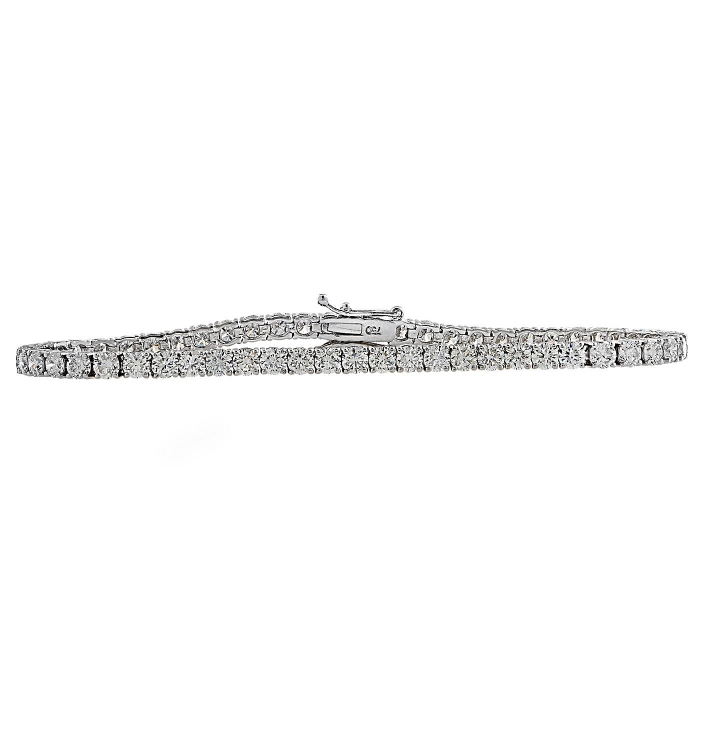 Round Cut Vivid Diamonds 6.36 Carat Diamond Tennis Bracelet