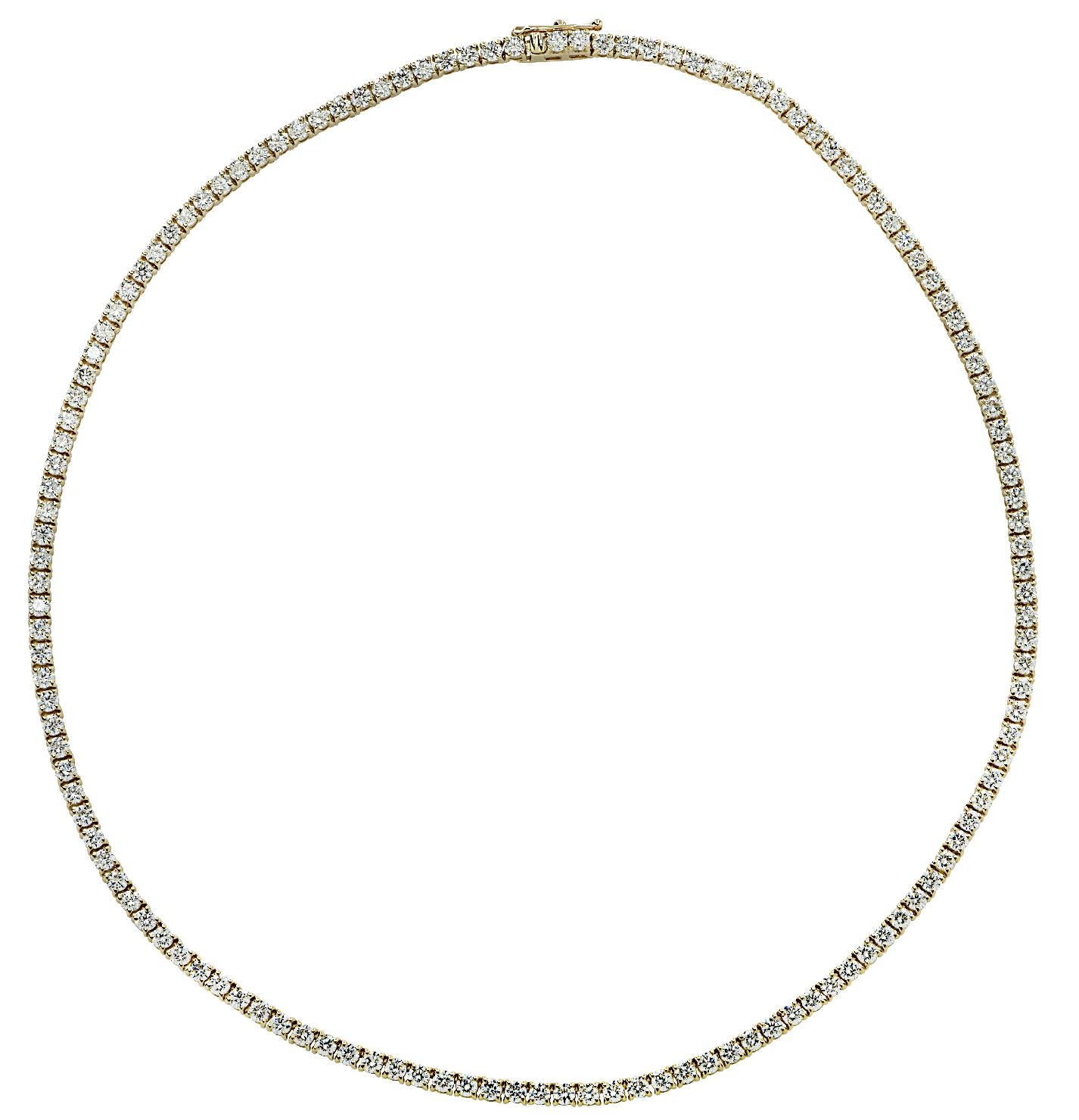 Moderne Vivid Diamonds Collier tennis à diamants en ligne droite de 6.37 carats en vente