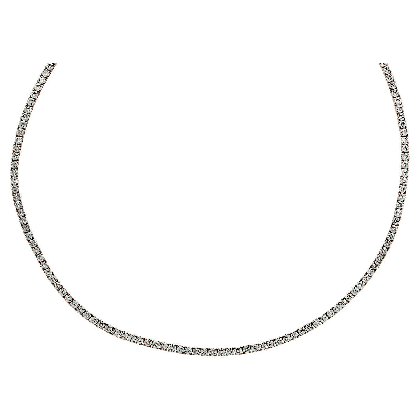 Vivid Diamonds 6.42 Carat Straight Line Diamond Tennis Necklace