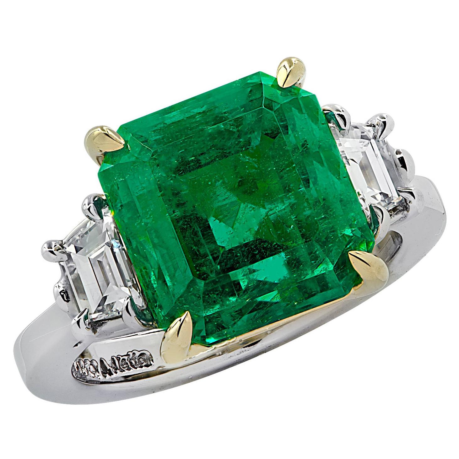 Vivid Diamonds 6.63 Colombian Emerald and Diamond Ring