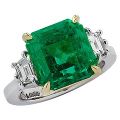 Vivid Diamonds 6.63 Colombian Emerald and Diamond Ring