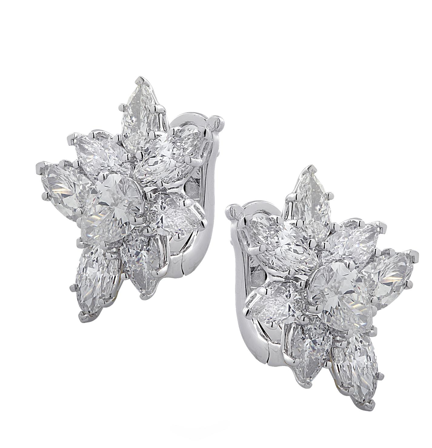 Modern Vivid Diamonds 7.92 Carat Diamond Cluster Earrings