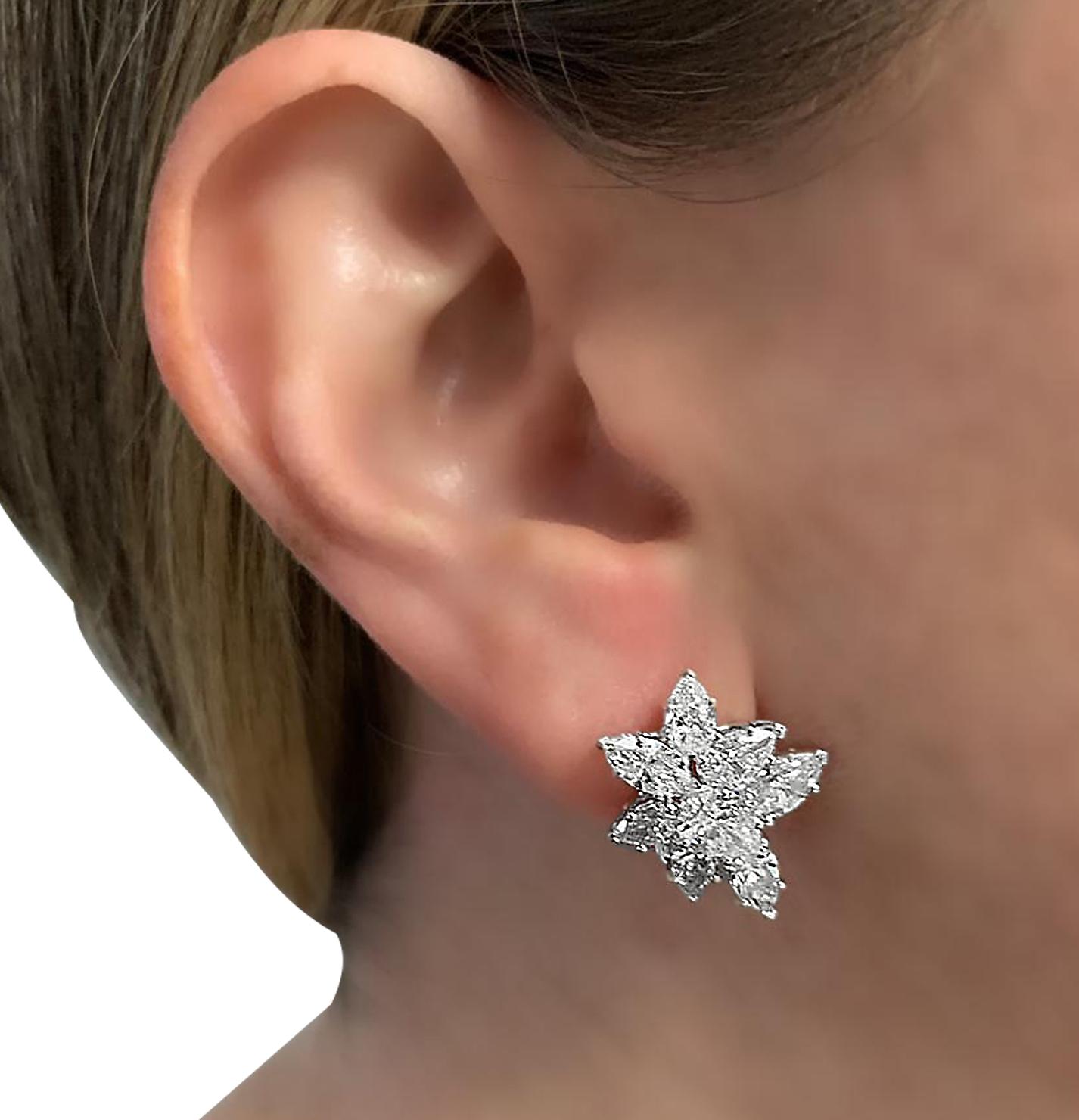 Pear Cut Vivid Diamonds 7.92 Carat Diamond Cluster Earrings