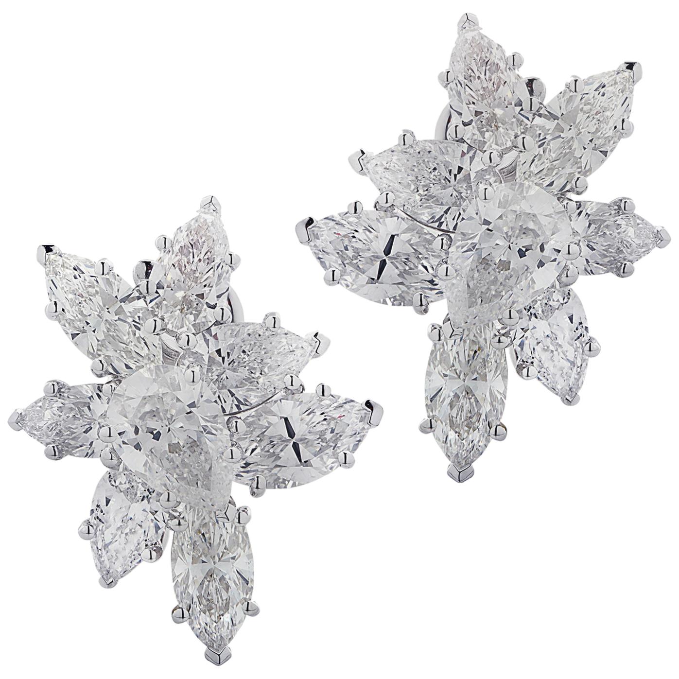 Vivid Diamonds 7.92 Carat Diamond Cluster Earrings