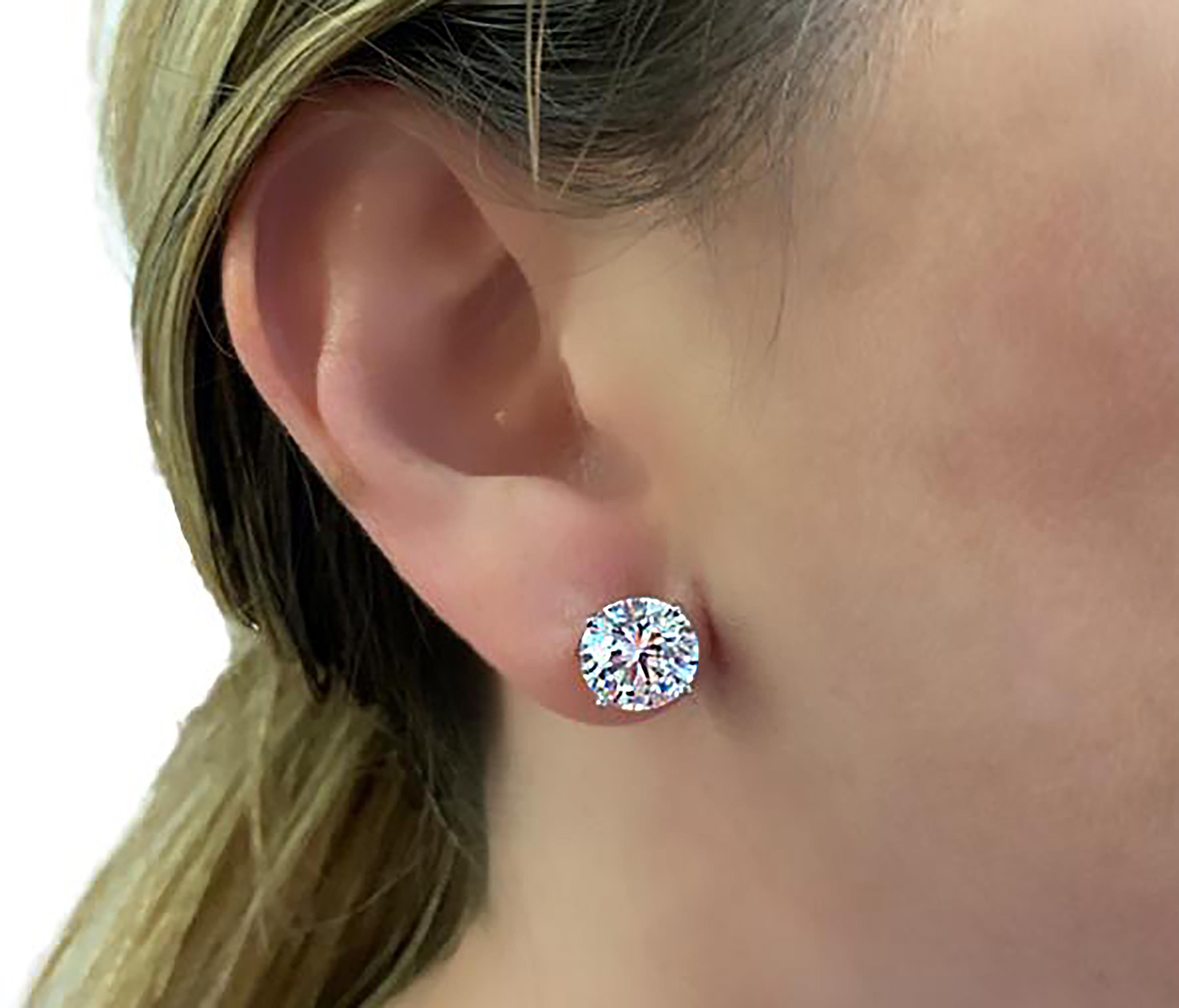Modern Vivid Diamonds 8.14 Carat Diamond Stud Earrings