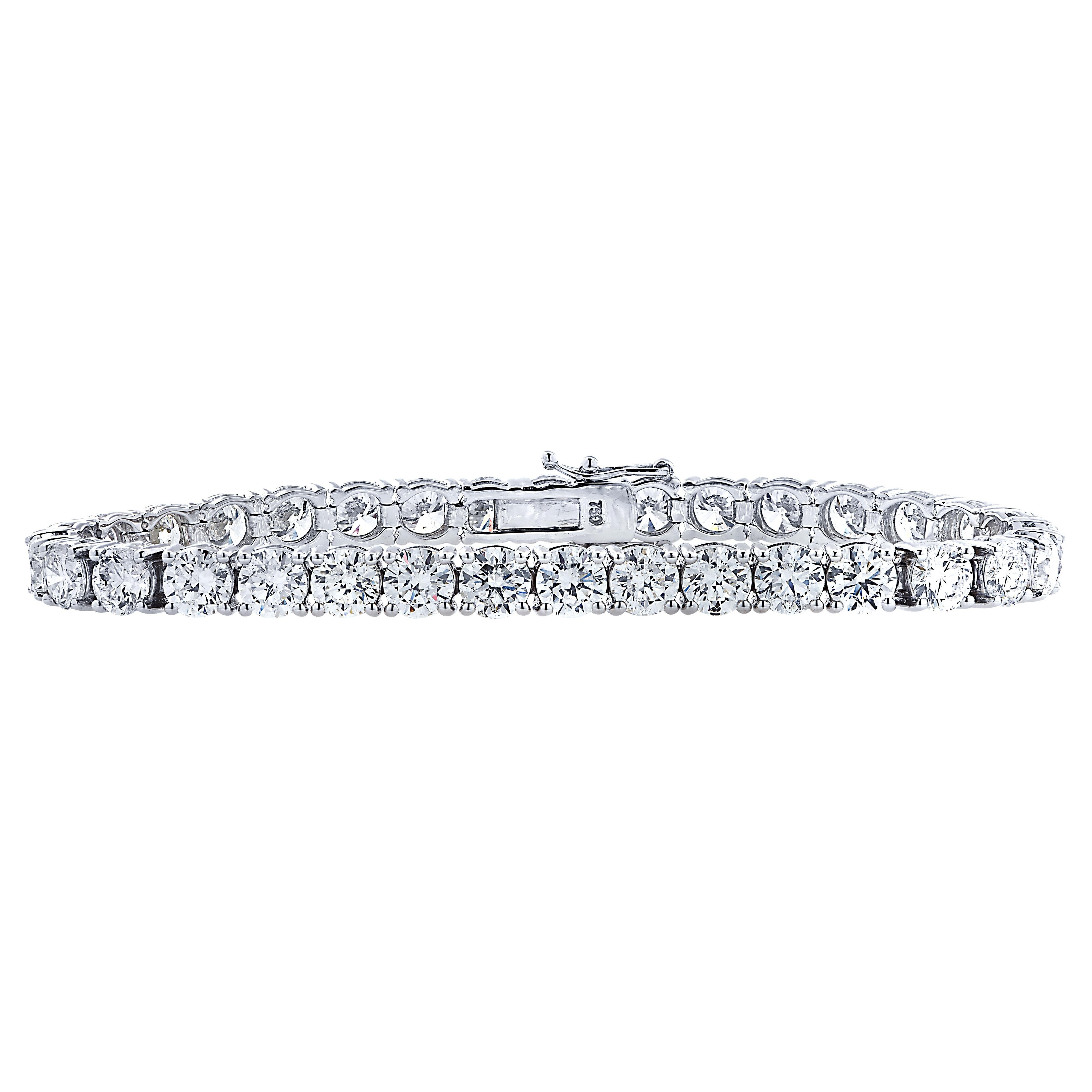 Round Cut Vivid Diamonds 8.90 Carat Diamond Tennis Bracelet