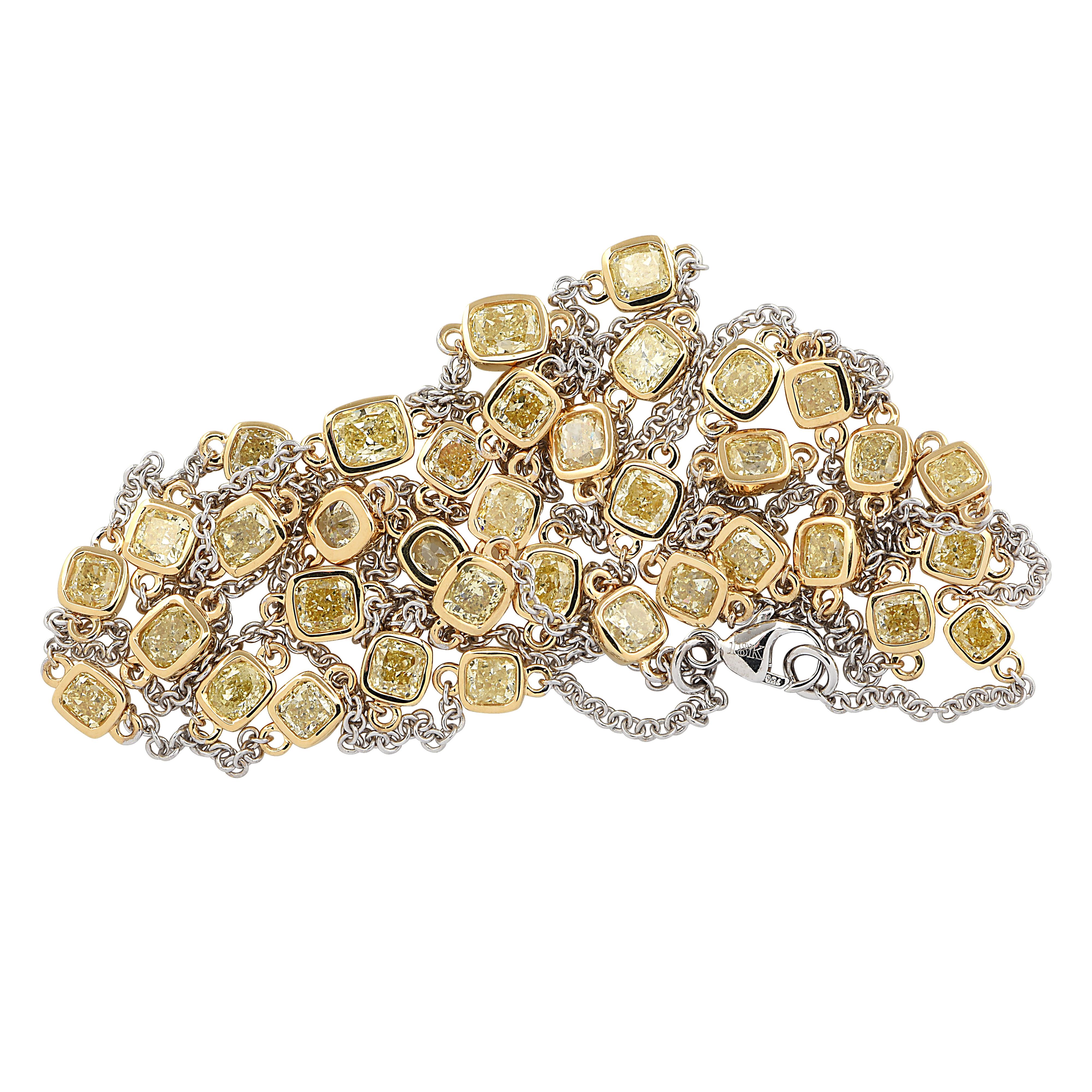 Modern Vivid Diamonds 9.03 Carat Fancy Yellow Diamonds by the Yard Necklace