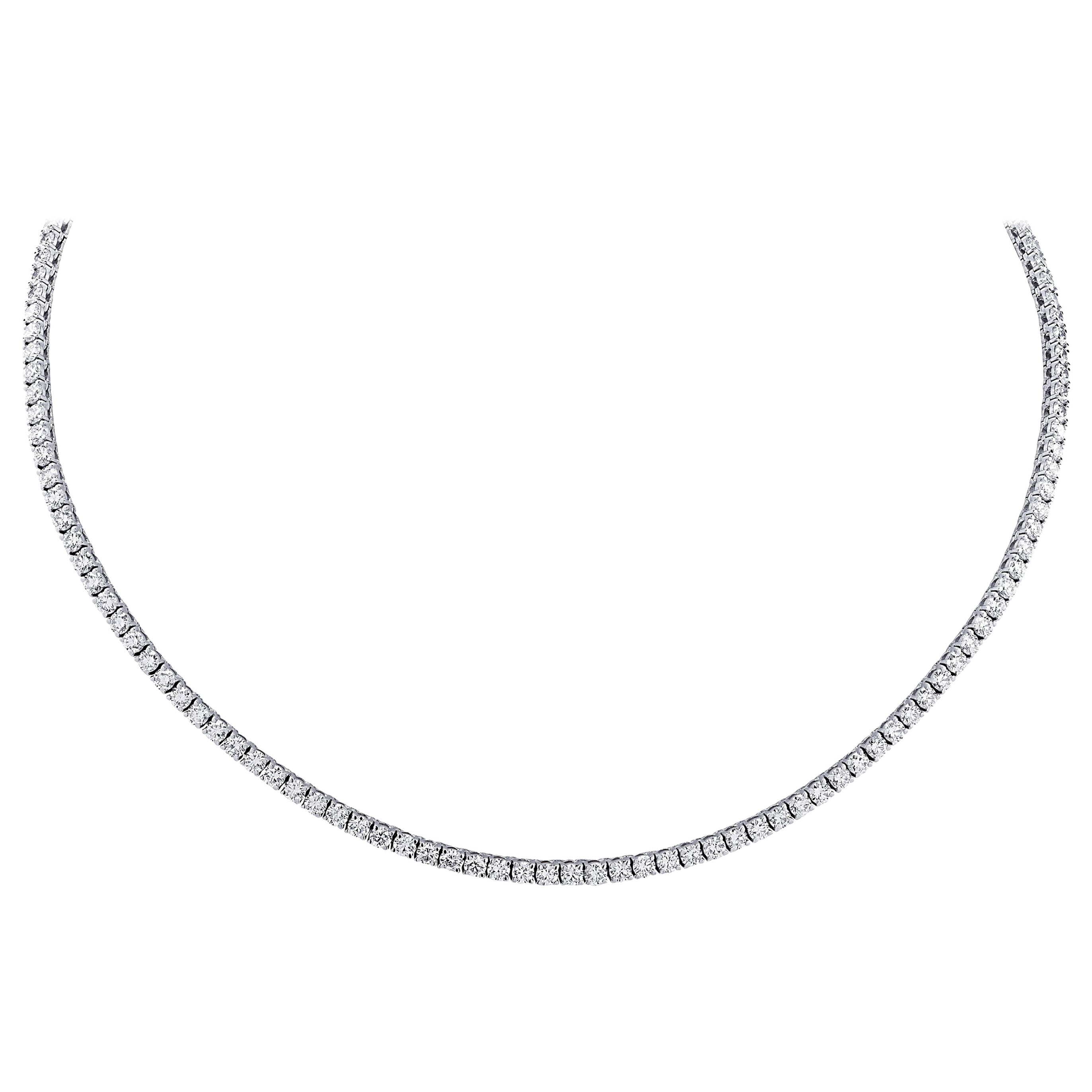 Vivid Diamonds Collar de tenis de diamantes en línea recta de 9.37 quilates