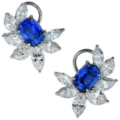 Vivid Diamonds 9.54 Carat Diamond and Sapphire Lever-Back Earrings