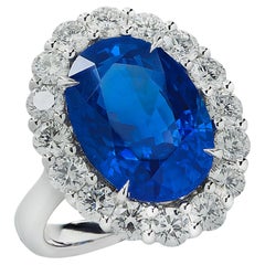 Vivid Diamonds 9.68ct Sapphire and Diamond Platinum Ring