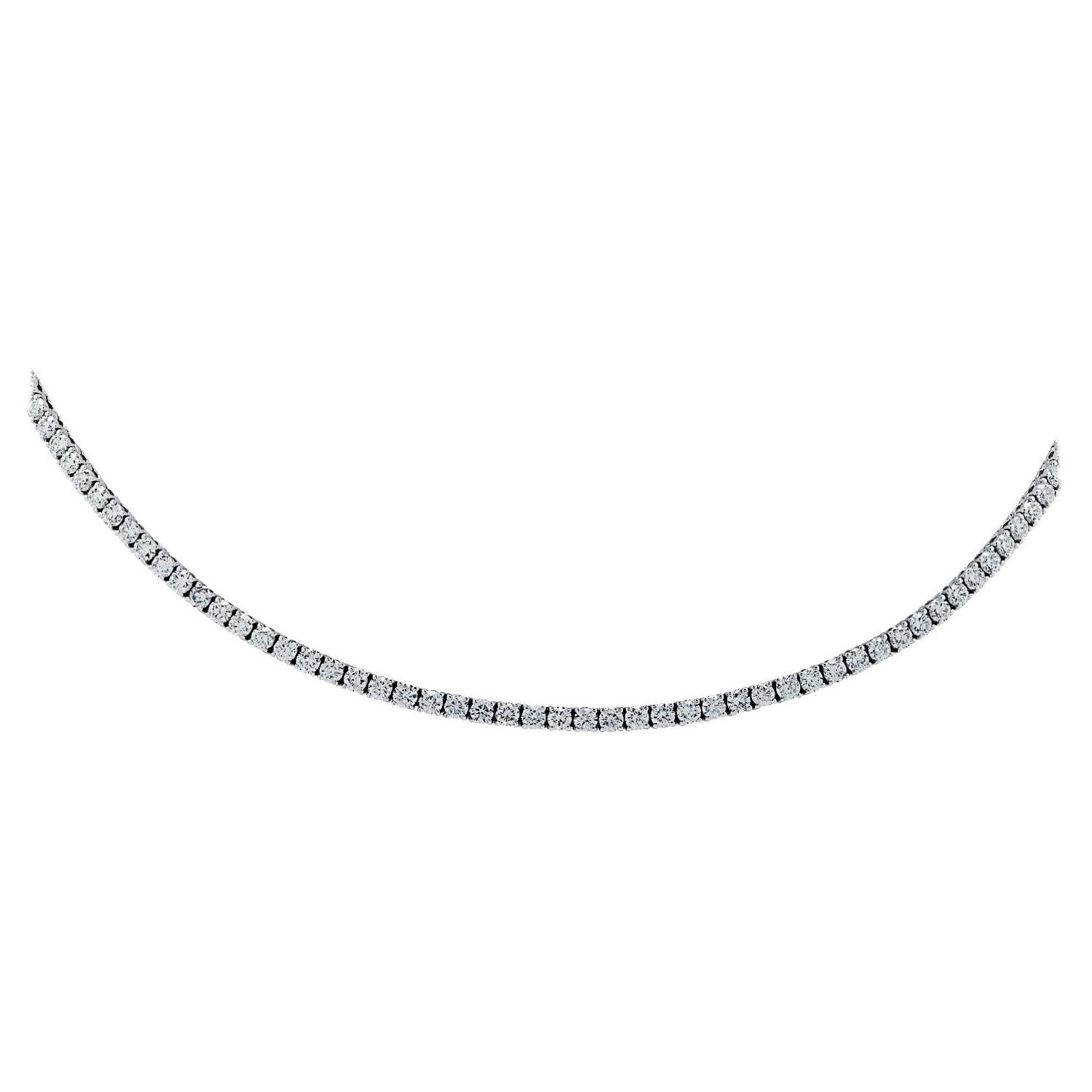 Vivid Diamonds 9.37 Carat Straight Line Diamond Tennis Necklace For Sale at  1stDibs | straight line necklace