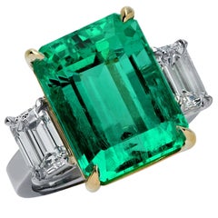 Vivid Diamonds AGL Certified 10.03 Carat Colombian Emerald and Diamond Ring