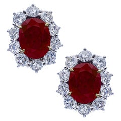Ohrringe mit lebhaften Diamanten, AGL-zertifizierter 10,66 Karat Rubin und Diamant