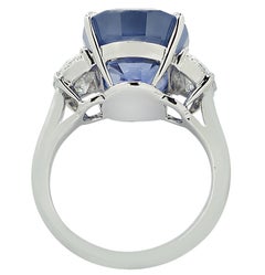 Vivid Diamonds AGL Certified 12.8 Carat Sapphire & Diamond Three Stone Ring