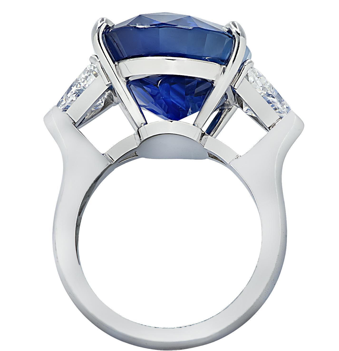 Vivid Diamonds AGL zertifizierter 21,19 Karat Ceylon Saphir & Diamant Ring (Moderne) im Angebot