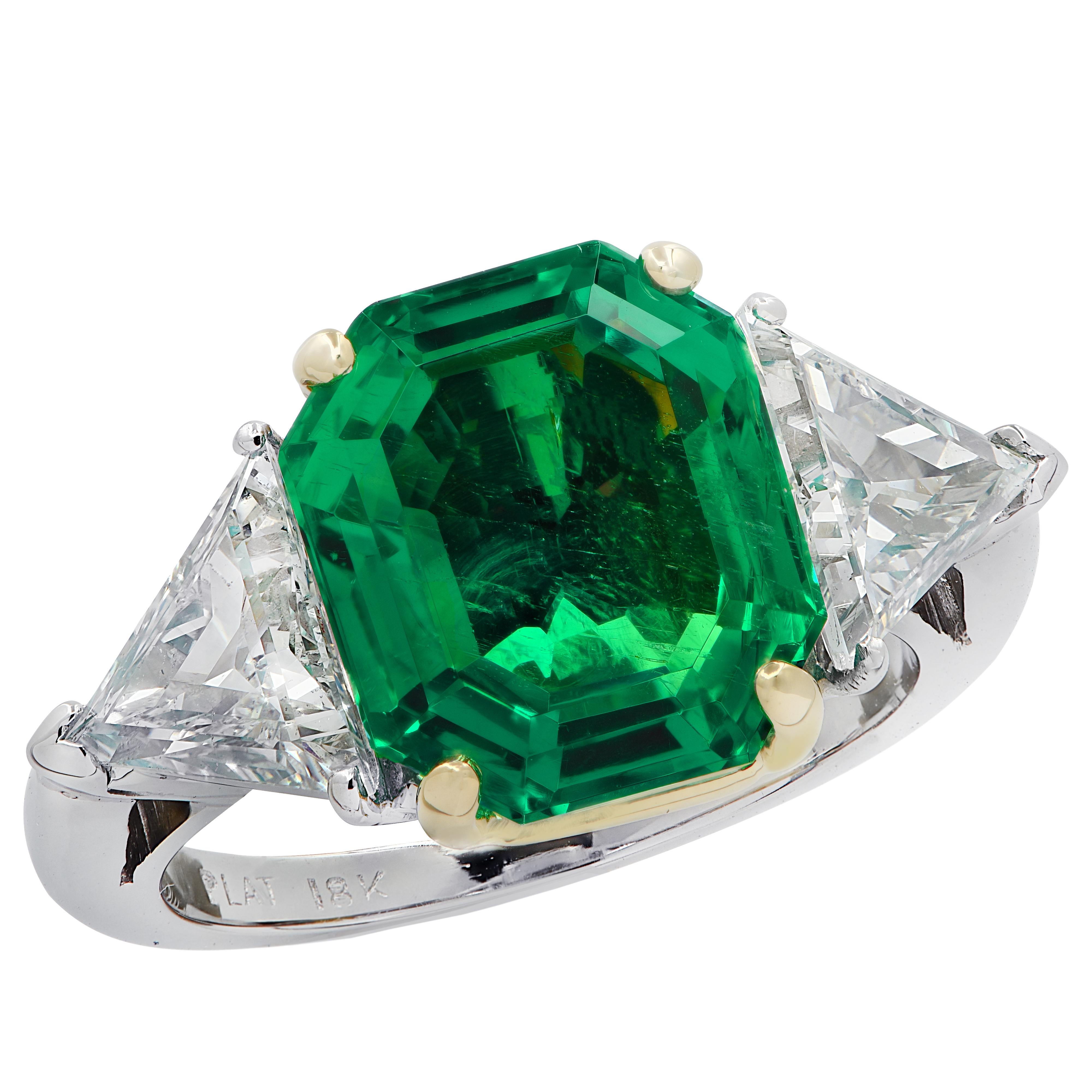 Vivid Diamonds AGL Certified 4.98 Carat Emerald Cut Emerald Ring 1