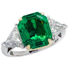 Vivid Diamonds AGL Certified 4.98 Carat Emerald Cut Emerald Ring