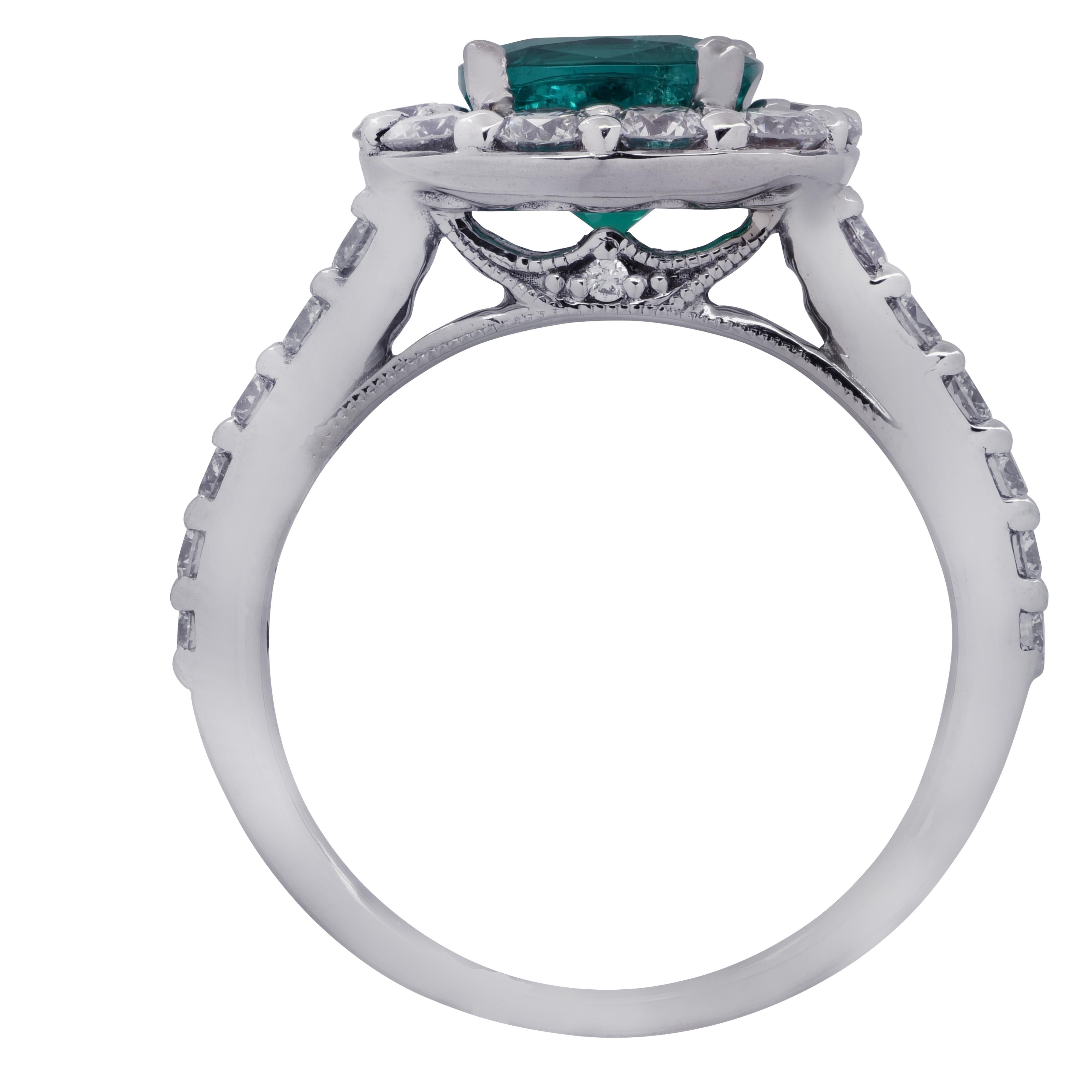 Modern Vivid Diamonds AGL Certified Colombian Emerald Ring