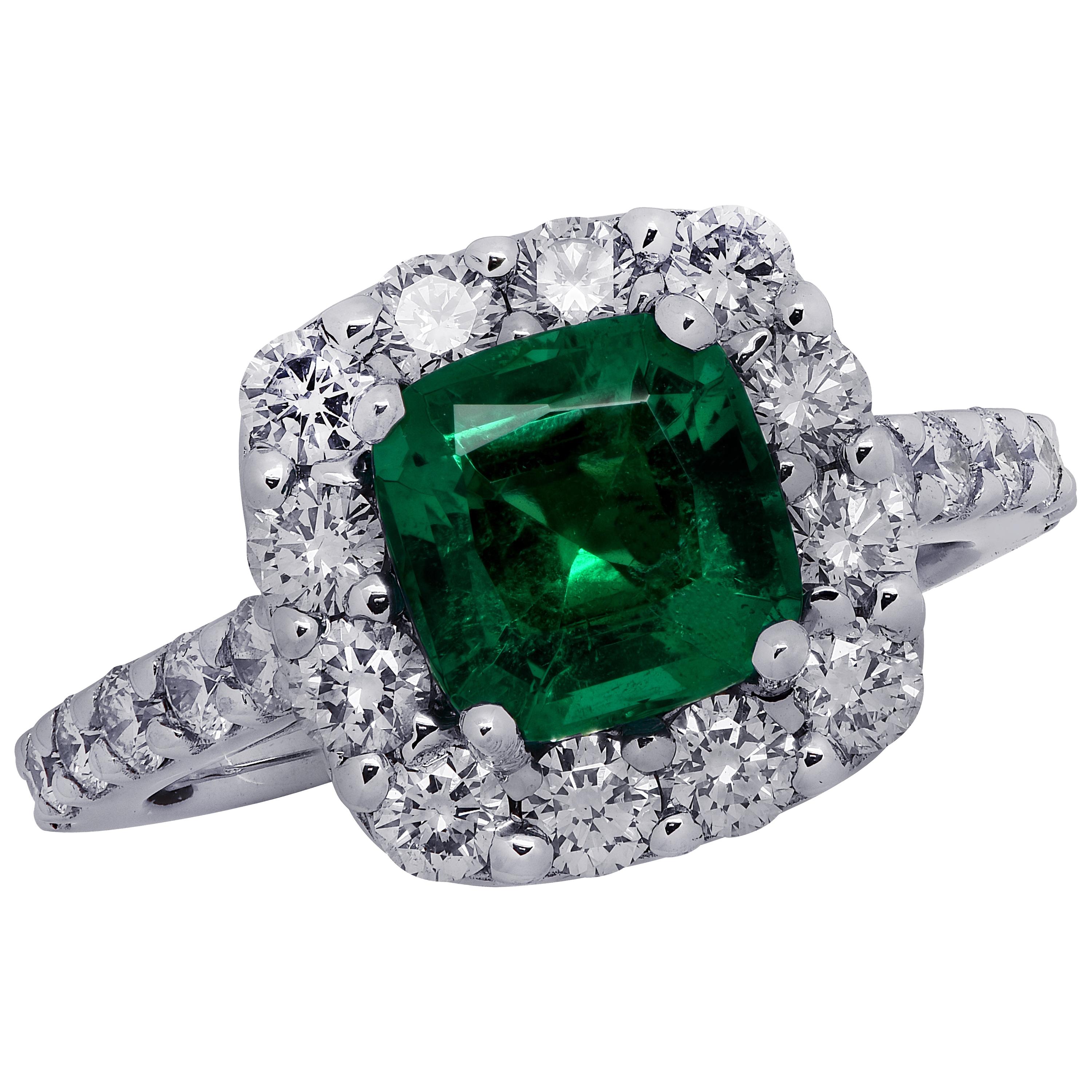 Vivid Diamonds AGL Certified Colombian Emerald Ring