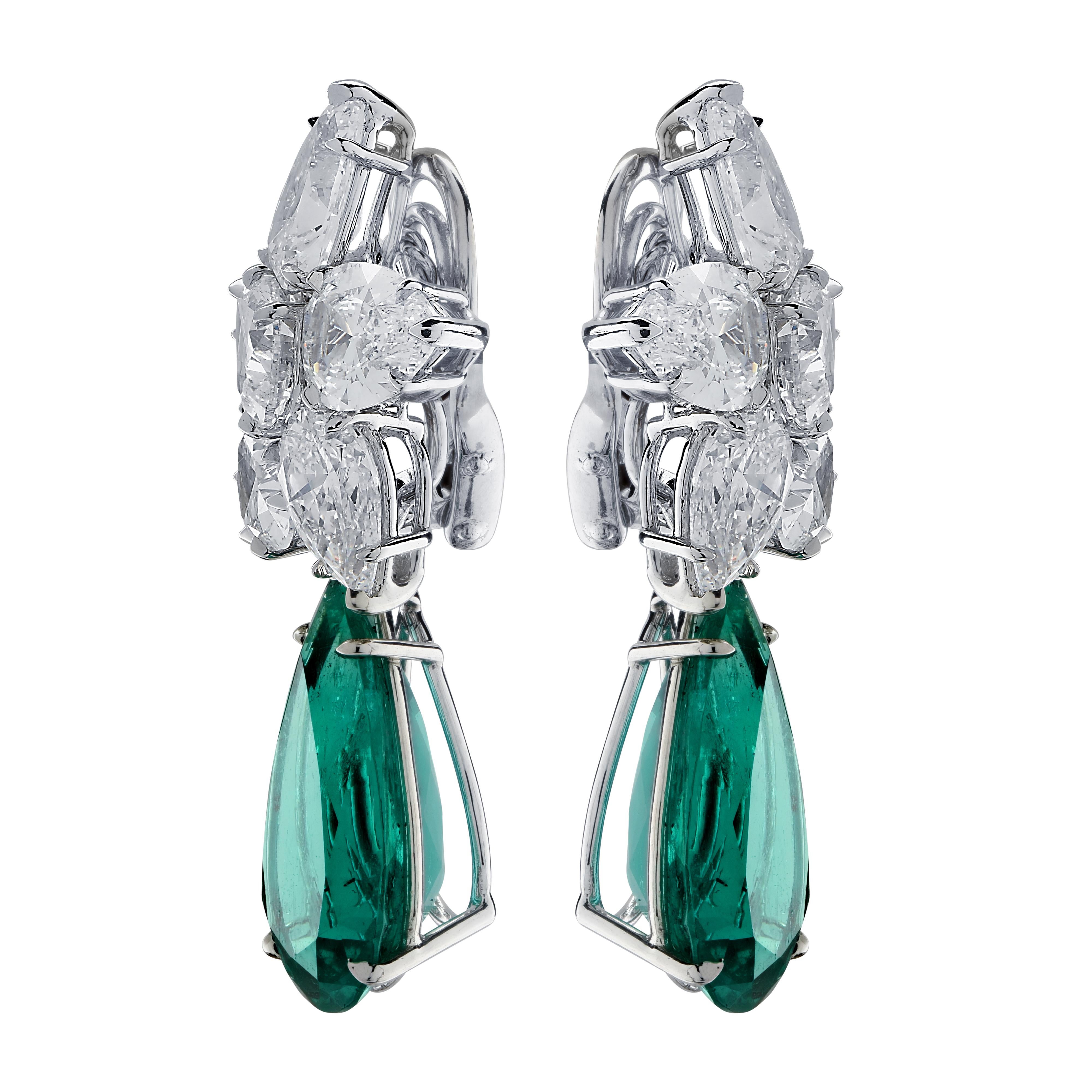 Women's Vivid Diamonds AGL Certified Emerald and Diamond Day and Night Earrings
