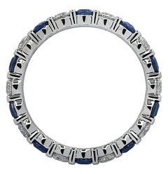 Vivid Diamonds Bar-Set Diamond And Sapphire Eternity Band-V42695
