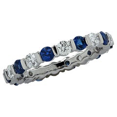 Eternity-Ring mit lebhaften Diamanten, Bar-Set-Diamant und Saphir-V42695