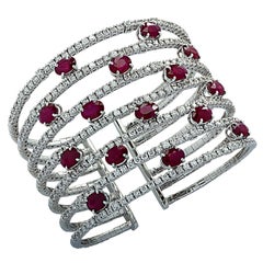 Vivid Diamonds Burma Ruby & Diamon Cuff Bangle Bracelet
