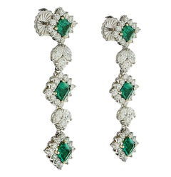 Vivid Diamonds Emerald and Diamond Dangle Earrings